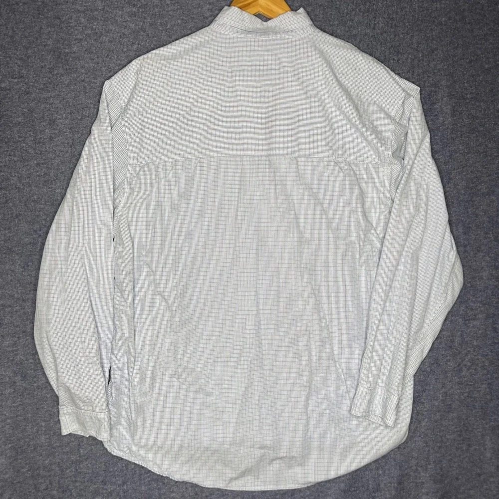 Simms Fishing Shirt Mens XL Blue White Plaid Cotton Long Sleeve Button Down Logo